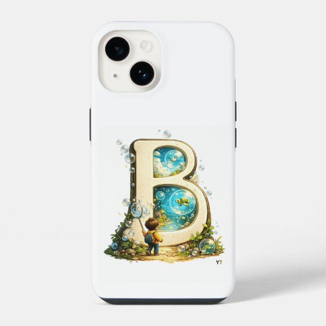  Letter B Initial | Watercolor Alphabet Gift iPhone Case (Back)