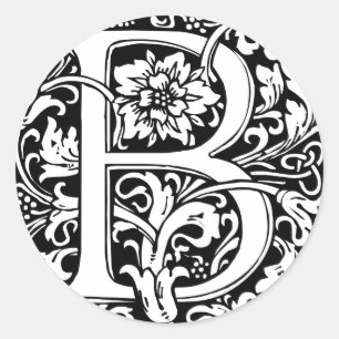 Letter B Mediaeval Monogram Art Nouveau Classic Round Sticker