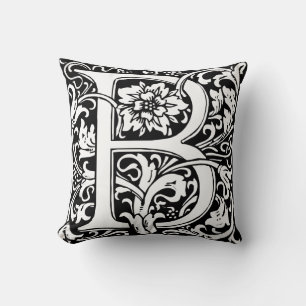 Letter B Mediaeval Monogram Art Nouveau Cushion
