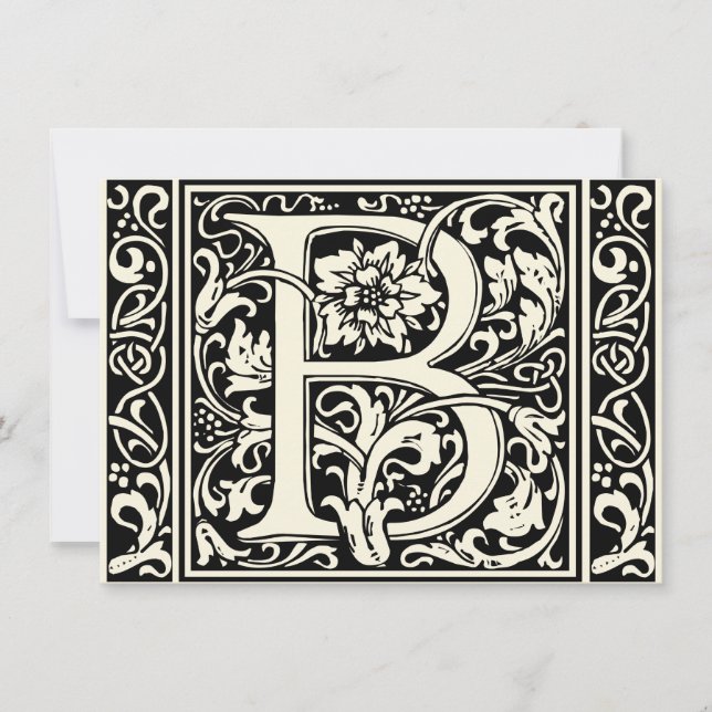 Letter B Mediaeval Monogram Art Nouveau Invitation (Front)