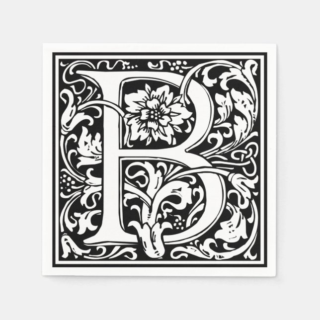 Letter B Mediaeval Monogram Art Nouveau Napkin (Front)