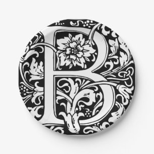 Letter B Mediaeval Monogram Art Nouveau Paper Plate