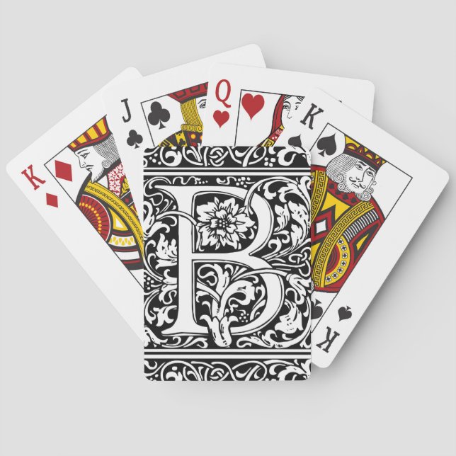 Letter B Mediaeval Monogram Art Nouveau Playing Cards (Back)