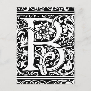 Letter B Mediaeval Monogram Art Nouveau Postcard