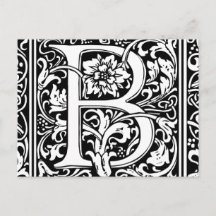 Letter B Mediaeval Monogram Art Nouveau Postcard