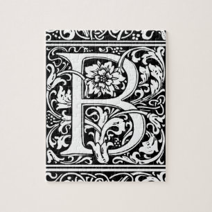 Letter B Mediaeval Monogram Vintage Initial Jigsaw Puzzle