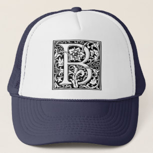 Letter B Mediaeval Monogram Vintage Initial Trucker Hat