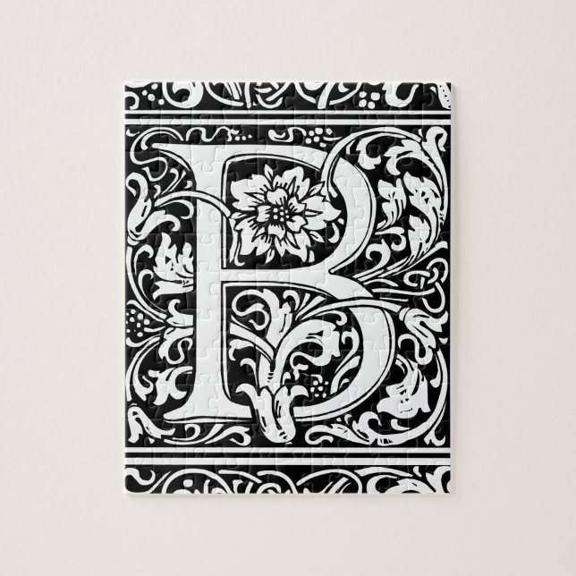 Letter B Medieval Monogram Art Nouveau Jigsaw Puzzle (Vertical)