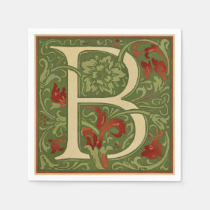 Letter B Mid-Century Alphabet Art Nouveau Napkin