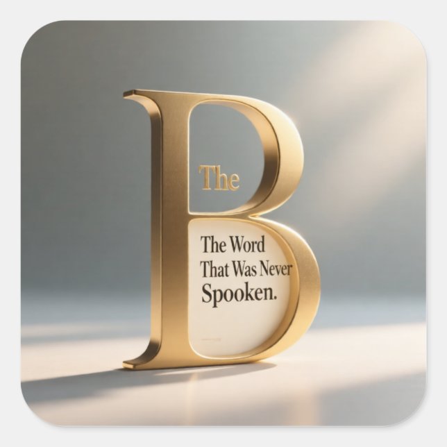 Letter B – Modern Minimal Typography Design Square Sticker (Front)