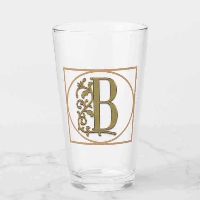 LETTER B MONOGRAM Beautiful Wedding New Home Gift Glass (Front)
