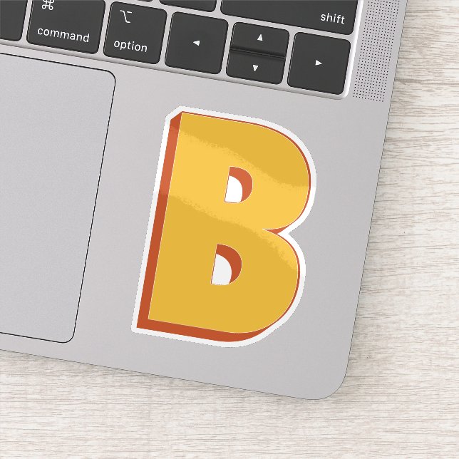 Letter B Monogram, Bold 3D Type Font Initial  (Detail)