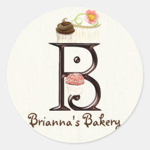 Letter B Monogram Cupcake Logo Business Stickers