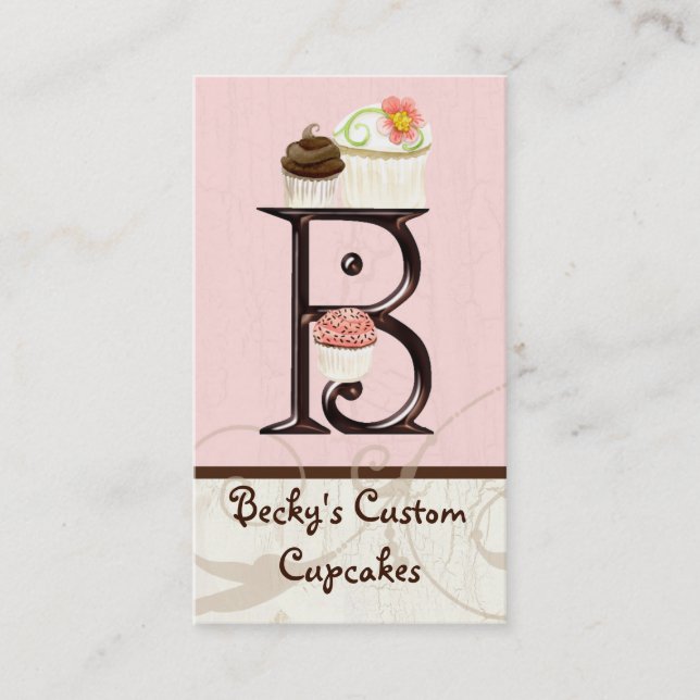 Letter B Monogram Dessert Bakery Business Cards (Front)