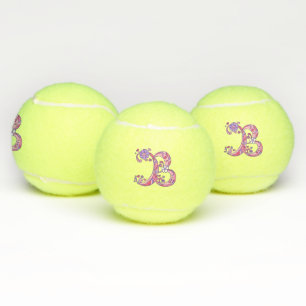 Letter B monogram girls personalised doodle art Tennis Balls