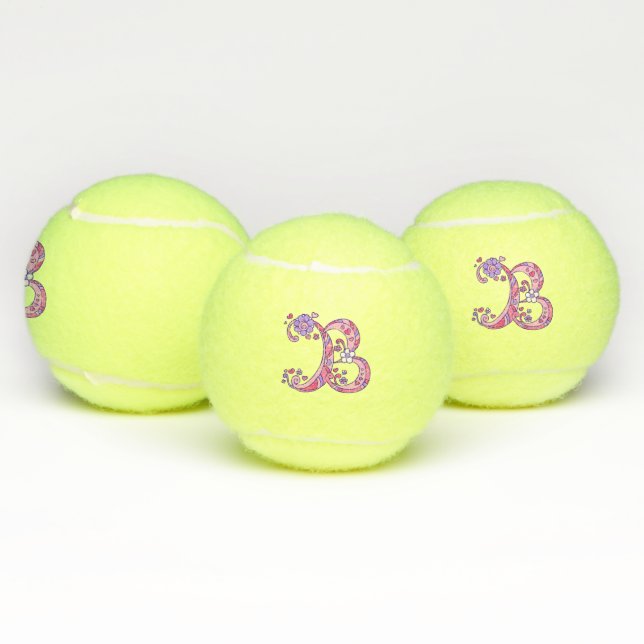 Letter B monogram girls personalised doodle art Tennis Balls (Multi)