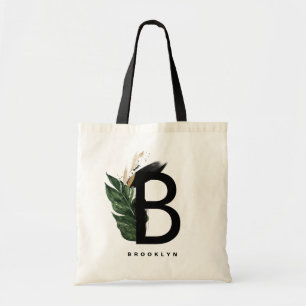  Letter B Monogram Gold Foil Tropical Personalised Tote Bag
