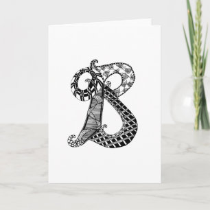 Letter B Monogram in Black and White Note Card
