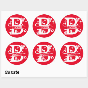 Letter B Monogram Initial Family Name Greeting  Classic Round Sticker