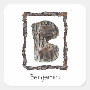 Letter B Monogram Nature Boys Square Sticker