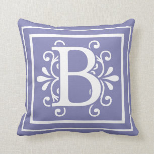 Letter B Monogram Periwinkle Purple Cushion