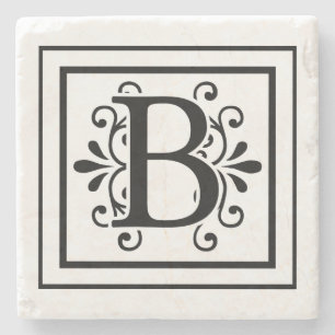 Letter B Monogram Stone Coasters
