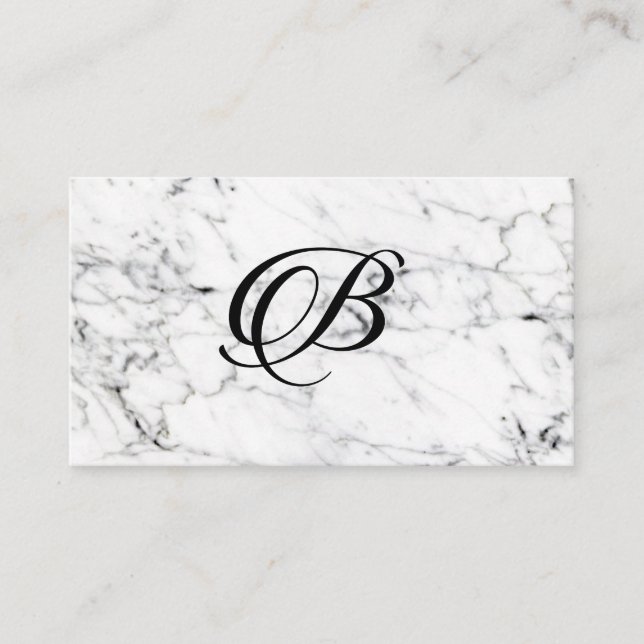 Letter B on Marble texture Initial personalised Business Card (Front)