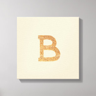 Letter B on tan coloured stretched canvas Print