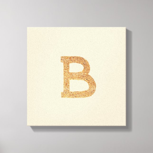 Letter B on tan coloured stretched canvas Print (Front)
