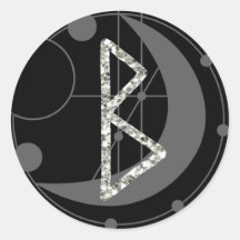 Letter B Rune Runic Monogram Geometric Moon Black