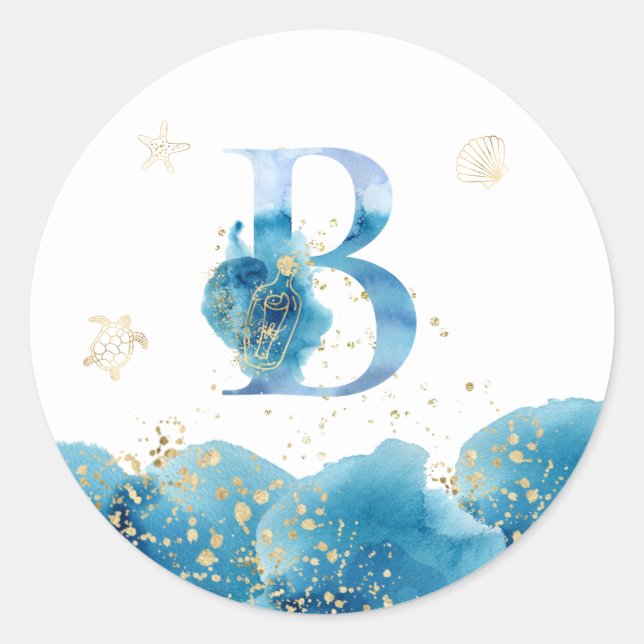 *~*  LETTER B - Sea Ocean Beach Envelope  Sticker (Front)