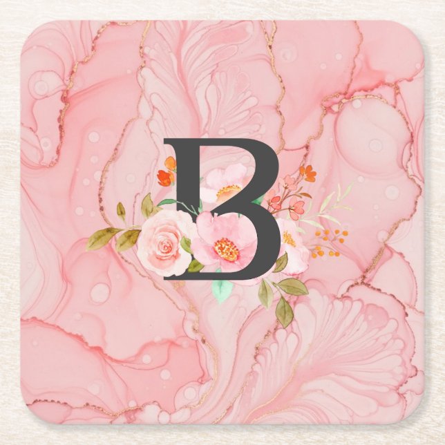 Letter B Square Paper Coaster (Front)