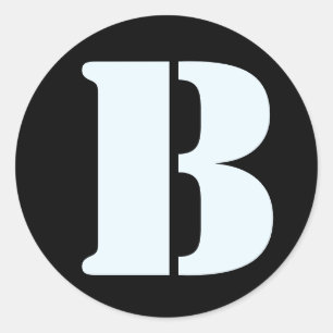 Letter B Stencil Alphabet by Janz Alice Blue Black Classic Round Sticker