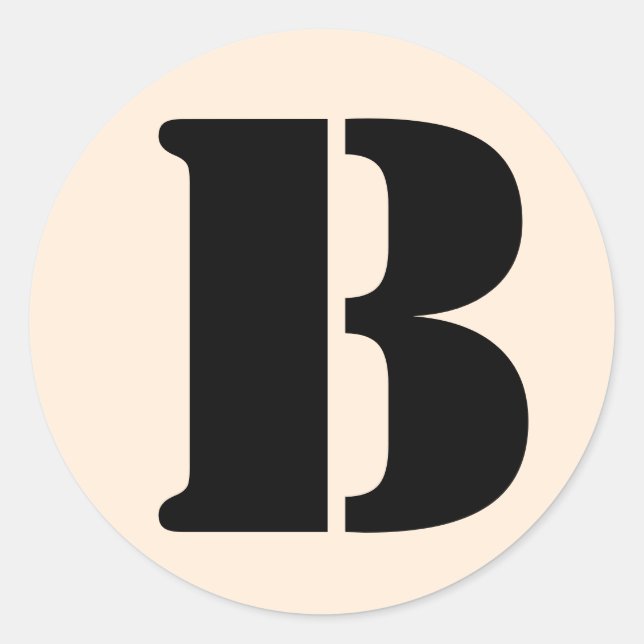 Letter B Stencil Alphabet by Janz Antique White Classic Round Sticker (Front)