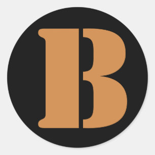 Letter B Stencil Alphabet by Janz Peru Gold Black Classic Round Sticker