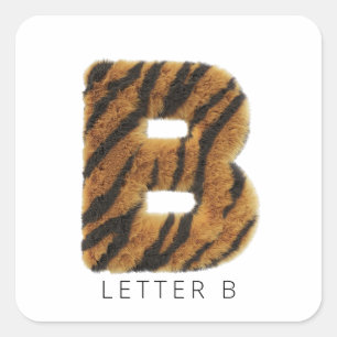 Letter B tiger fur Square Sticker