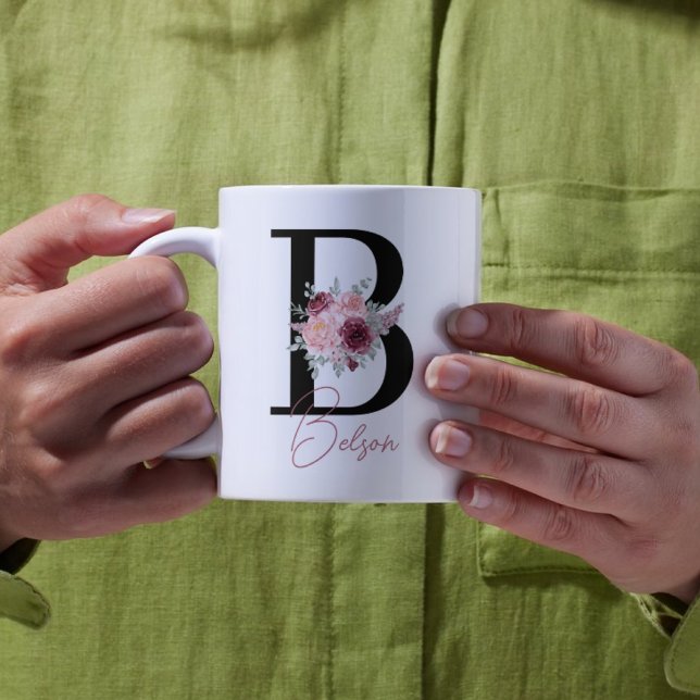 letter b Watercolor floral coffee mug (Creator Uploaded)