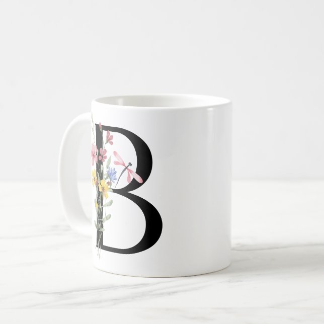 Letter B with flowers Coffee Mug (Front Left)
