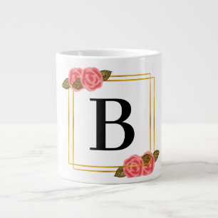letter B with golden frame   Personalised Large Coffee Mug