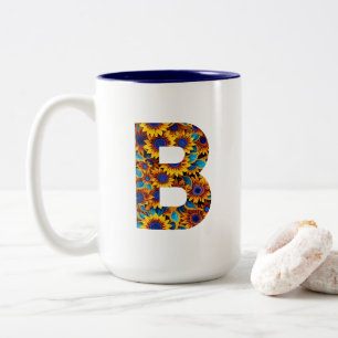Letter B with sunflowers mug