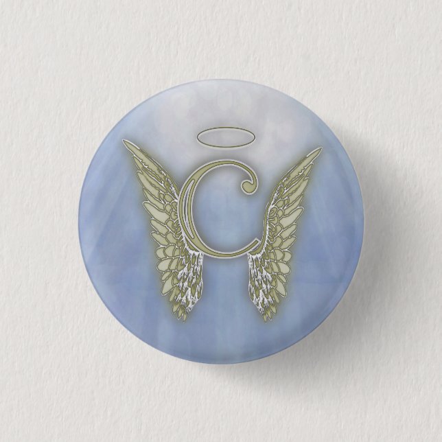 Letter C Angel Monogram 3 Cm Round Badge (Front)