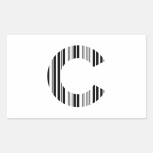 LETTER C BAR CODE First Initial Barcode Pattern Rectangular Sticker
