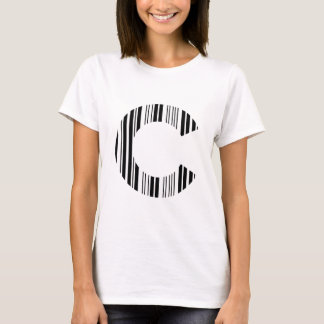 LETTER C BAR CODE First Initial Barcode Pattern T-Shirt