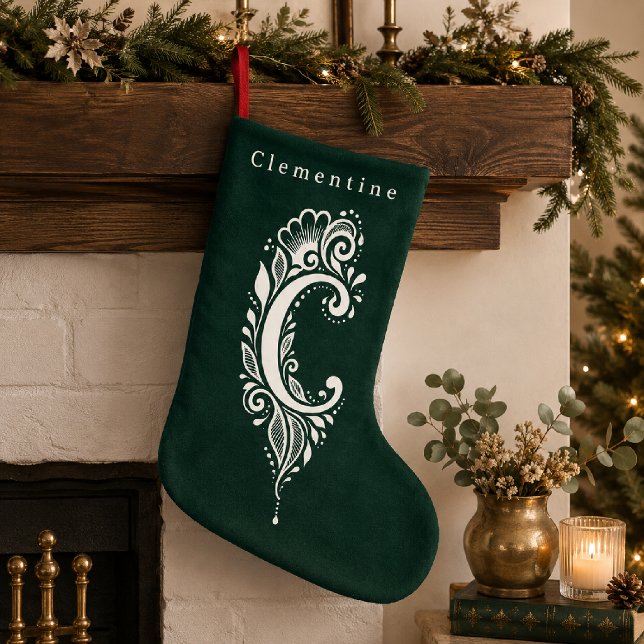 Letter C Botanical Monogram Personalised Stocking (Creator Uploaded)