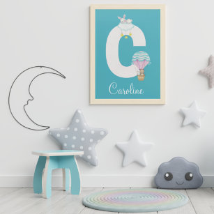 Letter C Bunny And Bear Acrylic Art Print 