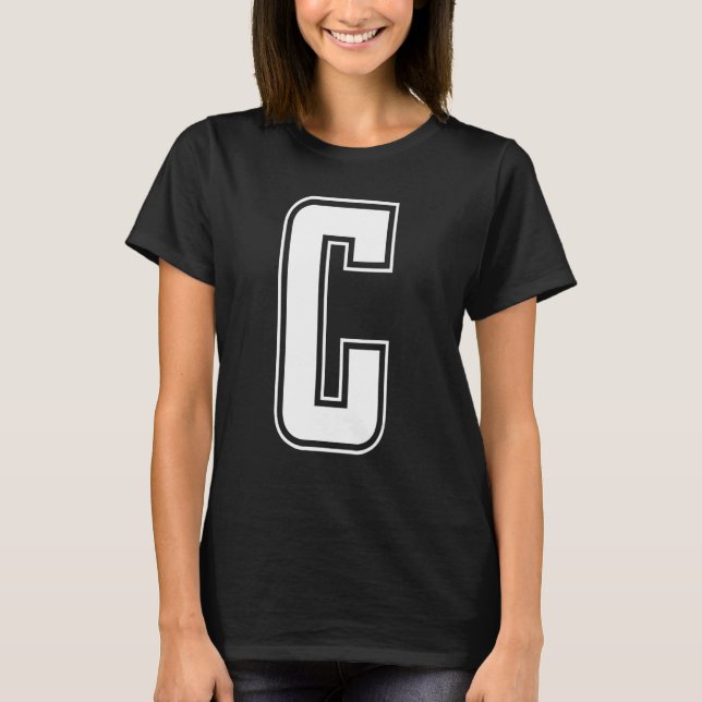 Letter C Capital Alphabet Initial Cheerleading Mon T-Shirt (Front)