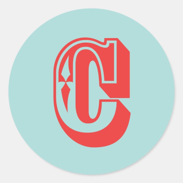 Letter C carnival style monogram initial favour Classic Round Sticker (Front)
