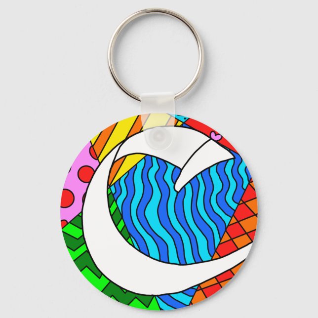 Letter C Colourful Doodles Key Ring (Front)