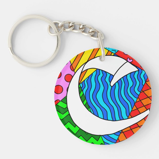 Letter C colourful doodles Key Ring (Front)