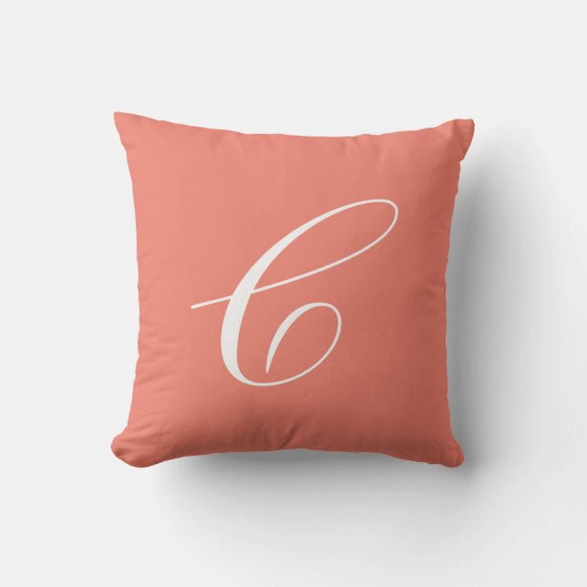 Letter C Coral Monogram Pillow (Front)